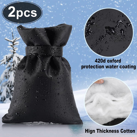 Cubiertas para grifos exteriores para invierno, Pro 10" H x 7" W cubierta exterior para grifo protección contra congelación, cubierta de grifo aislada impermeable reutilizable mejorada, cubierta de grifo de agua espesada para invierno, paquete de 2, negro 