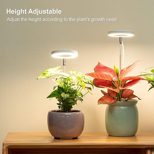 LORDEM Luz de cultivo, luz LED de espectro completo para plantas de interior, lámpara de crecimiento ajustable en altura con temporizador de encendido/apagado automático 4/8/12H, 4 brillo regulable, ideal para plantas pequeñas 