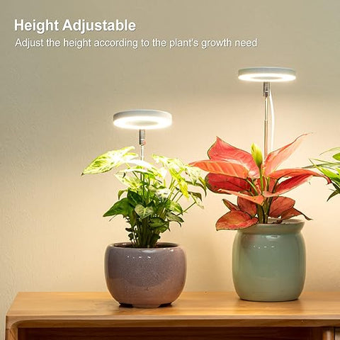 LORDEM Luz de cultivo, luz LED de espectro completo para plantas de interior, lámpara de crecimiento ajustable en altura con temporizador de encendido/apagado automático 4/8/12H, 4 brillo regulable, ideal para plantas pequeñas 