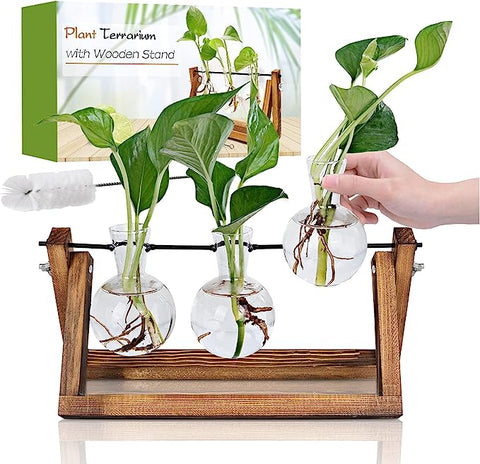 RENMXJ Plant Propagation Station, Gifts for Women, Home Office Garden Decor Planter(3 Bulb Vase)
