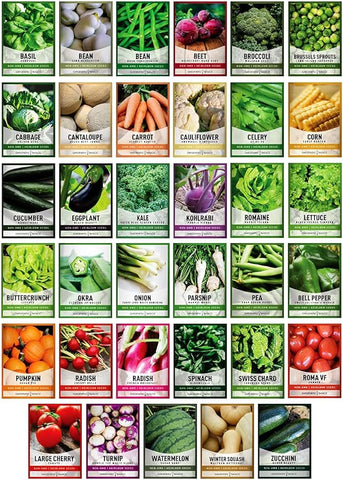 Survival Vegetable Seeds Garden Kit Over 16,000 Seeds Non-GMO and Heirloom, Great for Emergency Bugout Survival Gear 35 Varieties Seeds for Planting Vegetables 35 Plant Markers Gardeners Basics