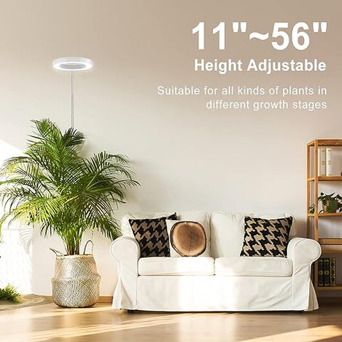 LORDEM Vollspektrum-LED-Wachstumslicht, 72 LEDs, 4 Helligkeitseinstellungen, automatischer Ein-/Aus-Timer, höhenverstellbar, ideal für Zimmerpflanzen 