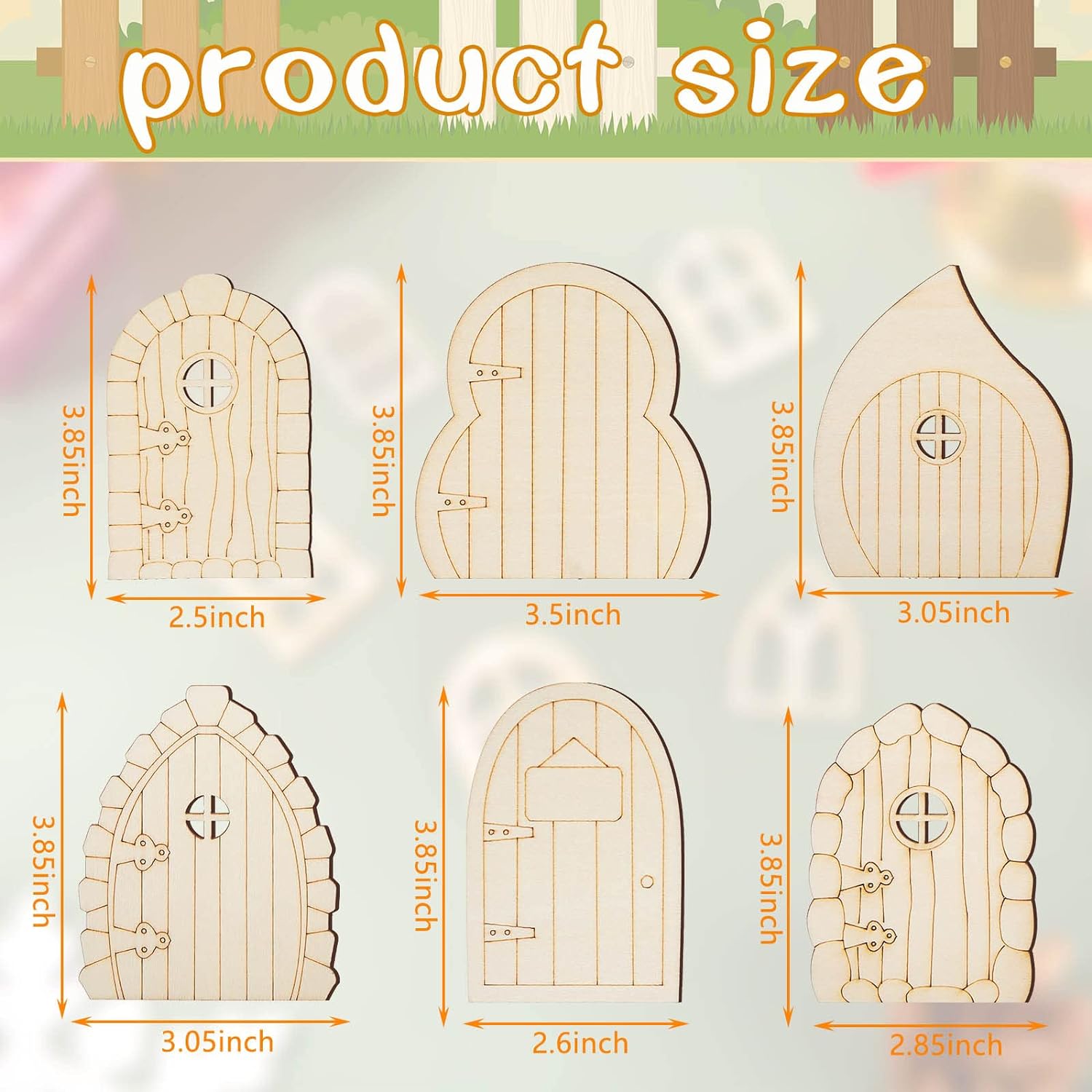 Yulejo 48 Pcs Fairy Door Wooden Garden Doors Craft Mini Window Fairy House DIY Kit Unfinished Miniature Door Unpainted Fairy Window Accessories for Wall Home Party Decoration (Antique Style)