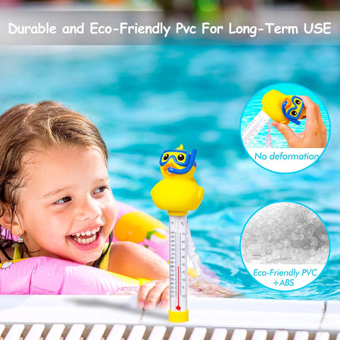 Doli Yearning Swimming Pool Thermometer Floating Easy Read Pond Thermometer with String| Shatter Resistant| for Outdoor & Indoor Swimming Pools, Spas, Hot Tubs| Classic Duck