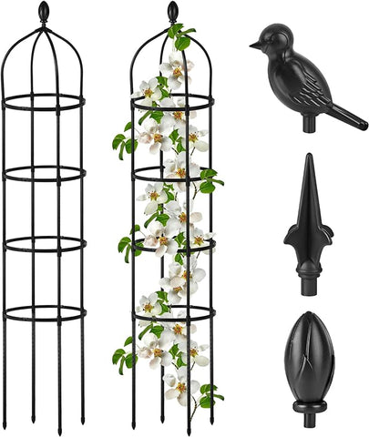 Garten-Obelisken-Spalier für Kletterpflanzen im Freien, 1,8 m, Rosenstrauch, rundes Spalier für Töpfe, rostfreies Metall, Pflanzen-Blumen-Spalier für Clematis, Weinrebe, Jasmin, Unterstützung für draußen und drinnen 