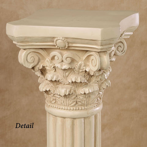 Corinthian Column Pedestal - Ivory Wash - Roman Style - Indoor/Outdoor Display - Small Size - 24 H, Top is 12 Inches Square, Weighs 11 lbs