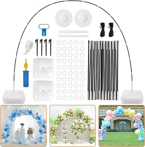 RUBFAC Balloon Arch Stand, 10ft Wide Adjustable Balloon Arch Kit Adjustable Frame with Water Fillable Base for Wedding Birthday Baby Shower Decoration Halloween Christmas Party Supplies