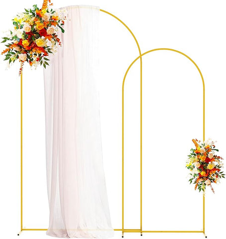 Putros Soporte de arco de metal para telón de fondo, soporte de arco de boda dorado, juego de 2 (7,2 pies/6 pies), marco arqueado cuadrado para decoración de ceremonia de graduación de fiesta de cumpleaños 