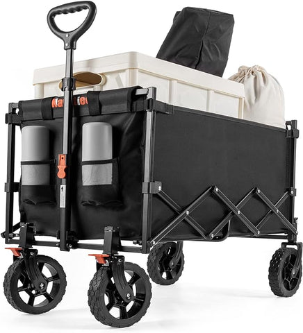 Navatiee Wagenwagen, robust, faltbar, zusammenklappbarer Wagen mit kleinstem Faltdesign, Mehrzweck-Einkaufswagen für Camping, Einkaufen, Sport 