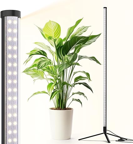 Barrina Standing Grow Light T10, 42W 5000K, Full Spectrum LED Plant Light for Indoor,Vertical Grow Light, Wide Coverage, 4FT Height with On/Off Switch and Tripod Floor Stand