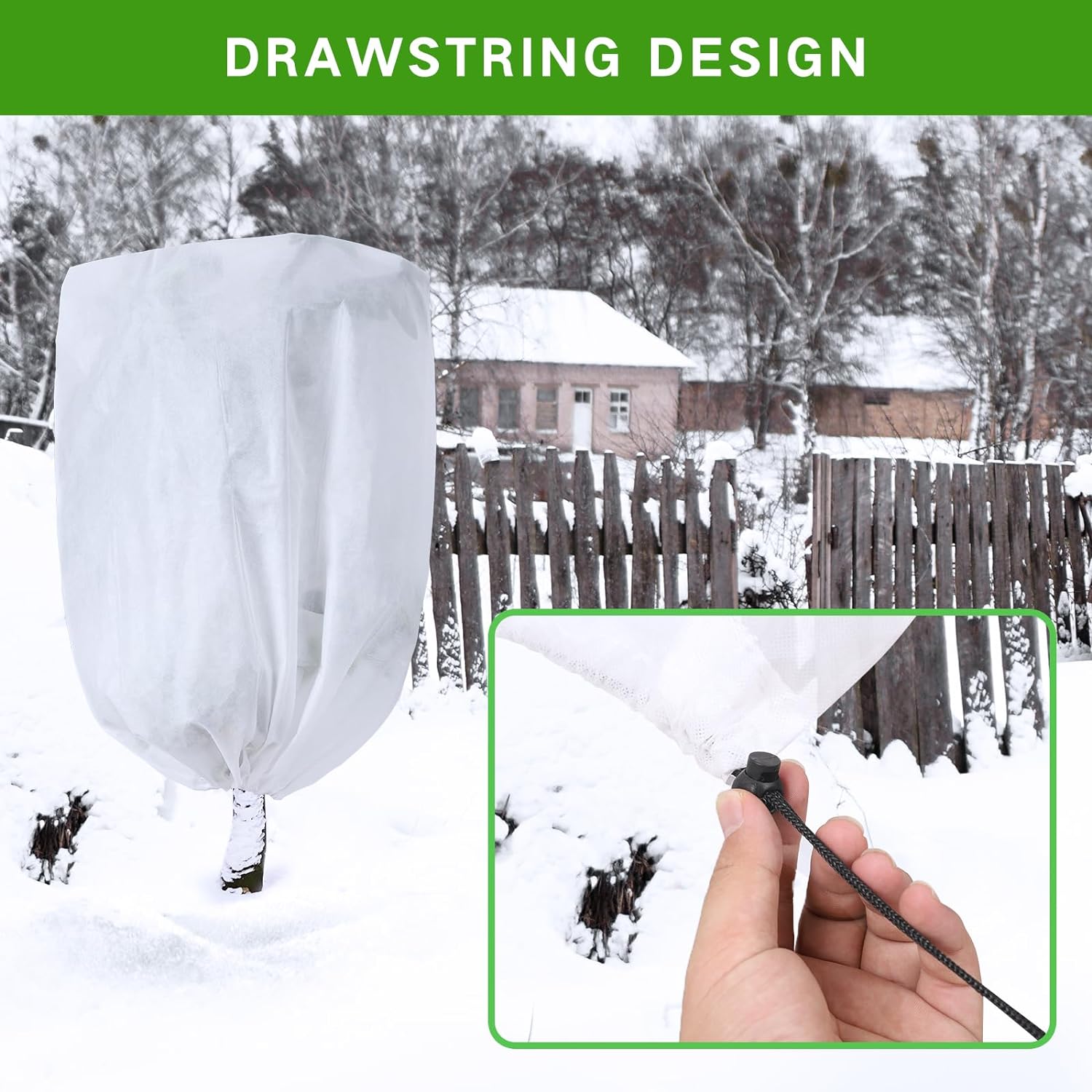 Garutom Paquete de 2 cubiertas para plantas protección contra congelación 48" x 72" 2.2 oz, cubierta de árbol con cordón para plantas de exterior, arbustos en macetas de invierno 