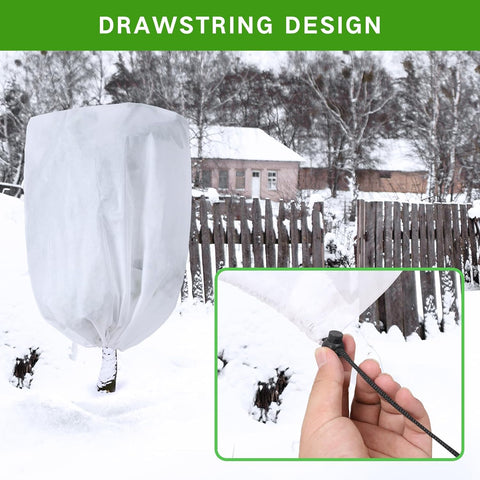 Garutom Paquete de 2 cubiertas para plantas protección contra congelación 48" x 72" 2.2 oz, cubierta de árbol con cordón para plantas de exterior, arbustos en macetas de invierno 
