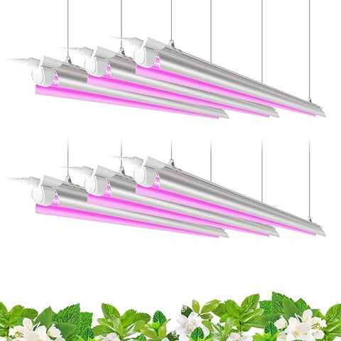 Barrina LED Grow Light, 252W(6 x 42W) 4ft T8, Full Spectrum, V-Shape with Reflector, Linkable Design, Plant Lights for Indoor Plants, 6-Pack