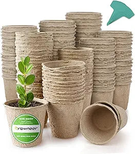 GROWNEER 120 paquetes de macetas de turba de 3.0 in para plántulas con 15 etiquetas de plantas, kits de macetas de iniciación de semillas de hierbas biodegradables, maceta de germinación de jardín 