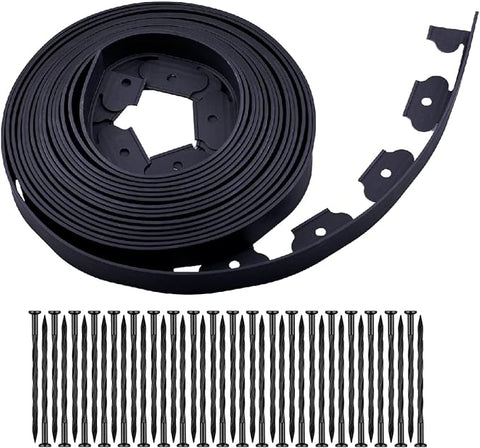 No Dig Landscape Edging，40ft Landscape Edging with 40 Stakes for Lawn,Flower Garden,Grass,The Yard,Lawn Edging 2 Inch Tall(Black, 40FT)