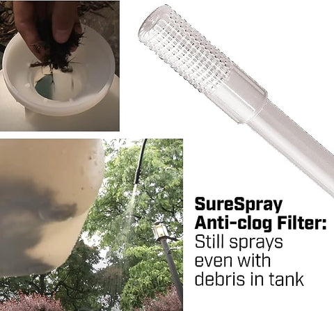 Chapin 16200 Rociador de bomba de jardín fabricado en EE. UU. de 2 galones con mango ergonómico, cierre de gatillo, boquilla cónica ajustable y filtro en el tanque, para rociar malezas, insectos, fertilizantes, blanco translúcido 