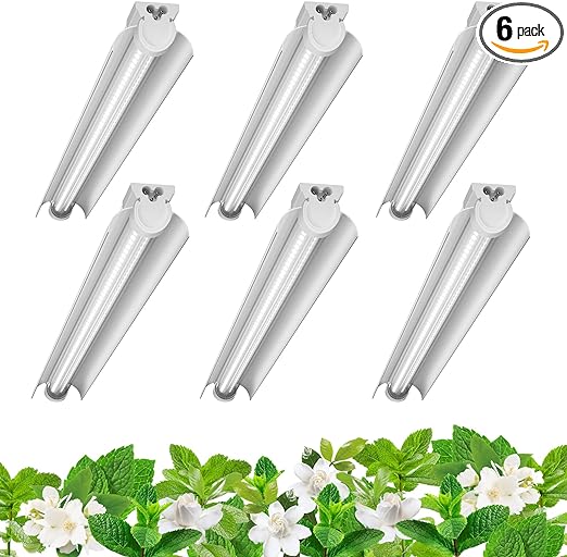 Barrina Wachstumslichter für Zimmerpflanzen, 90 cm, 5000 K Tageslichtweiß, Vollspektrum-Pflanzenlichter, 180 W (6 x 30 W, 1000 W-Äquivalent), T8-Wachstumsglühbirnen, LED-Wachstumslichtstreifen, verbindbares Design, 6er-Pack 