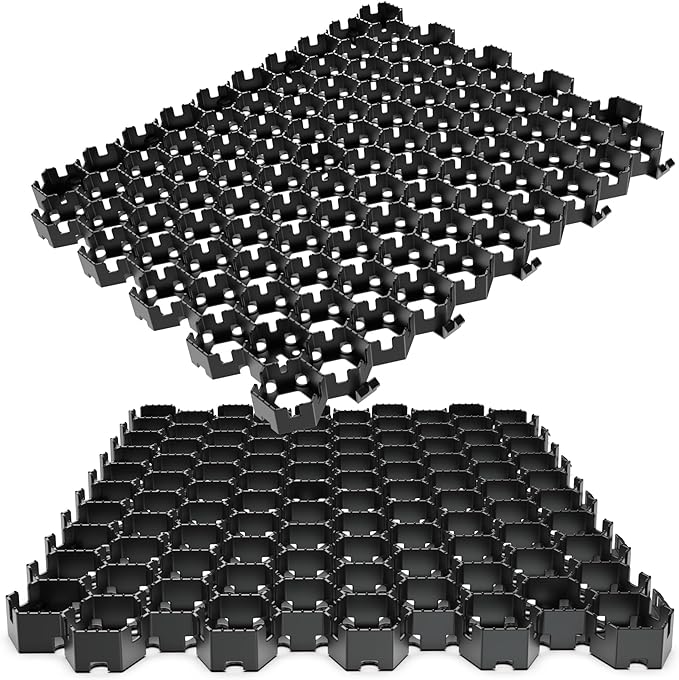 Vodaland Permeable Pavers - HexPave Grass & Gravel Permeable Paver System - 100% Recycled PPE Plastic Pavers, Handles 27,000 lbs, 1" Depth, 65 s.f / 22 Units
