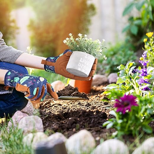 Bamllum Leather Gardening Gloves for Women - Working Gloves for Weeding, Digging, Planting, Raking and Pruning