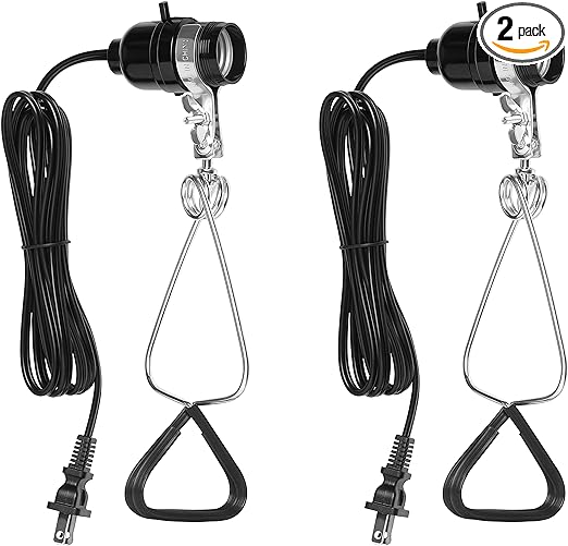 Simple Deluxe HIWKLTCLAMPSOCKETX2 Paquete de 2 lámparas de abrazadera de calor y criadora de calibre 18/2 con enchufe de baquelita, cable de 150 vatios y 6 pies, negro, 2 unidades 