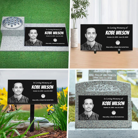Custom Memorial Plaques for Outdoors Personalized Memorial Stones for Loved Ones Lost Burial Plaques for Humans Photo Grave Marker … (12"x6")