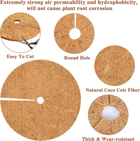 Legigo 4pcs Coconut Fiber Mulch Ring Tree Plant Protector Mat, 11.8 Inch Natural Coco Coir Tree Protection Ring Plant Pot Soil Cover, Tree Rings Disc Plant Cover for Indoor Outdoor Plants,Landscaping