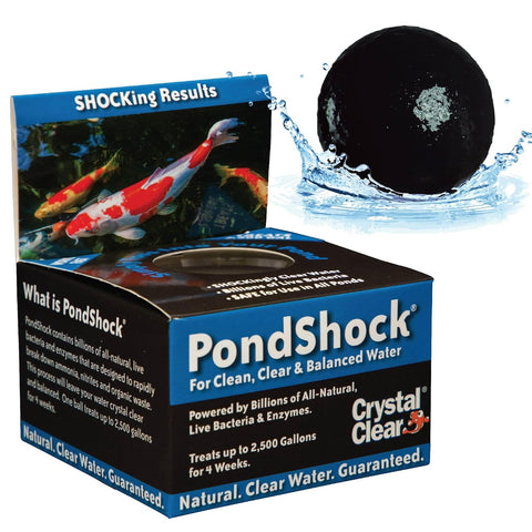 CrystalClear PondShock Ball, enzimas naturales y bacterias vivas, tratamiento de choque clarificador de agua dulce, removedor de lodo y lodo para estanques pequeños y estanques de jardín de agua al aire libre, peces Koi y plantas acuáticas seguras 