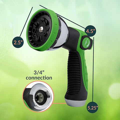 ALMA Garden Hose Nozzle Sprayer with THUMB CONTROL ON OFF VALVE - 10 Spray Pattern Perfect Garden Water Hose Sprayer Nozzle for Outdoor - Hose Head Attachment Gun Handle Nozzles