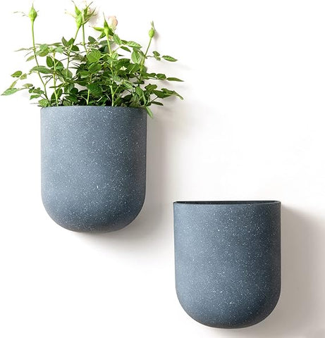 LA Jolie Muse Wall Hanging Planter, Wall Plant Pot for Indoor Plant, Wall Decor, Set of 2, 6 Inch, Weathered Gray