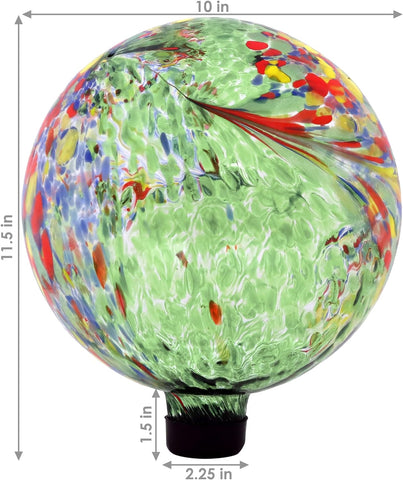 Sunnydaze 10-Zoll-Glaskugel für den Außenbereich – reflektierende Kugel, Hofdekoration für Terrasse oder Rasen – grün, künstlerisch