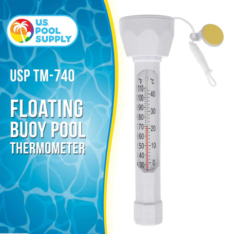 Schwimmendes Bojen-Poolthermometer von US Pool Supply mit leicht ablesbarer Jumbo-Temperaturanzeige 