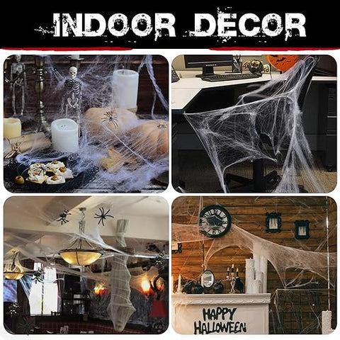 900 sqft Spider Webs Halloween Decorations Bonus with 30 Fake Spiders, Super Stretch Cobwebs for Halloween Indoor and Outdoor Party Supplies