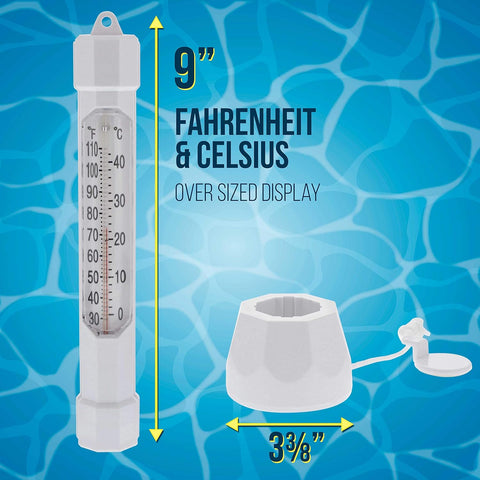 Schwimmendes Bojen-Poolthermometer von US Pool Supply mit leicht ablesbarer Jumbo-Temperaturanzeige 