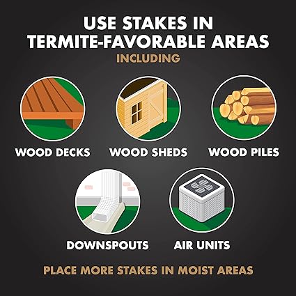 Spectracide Terminate Detección de termitas y estacas para matar, mata termitas forrajeras, detecta actividad de termitas, 15 unidades