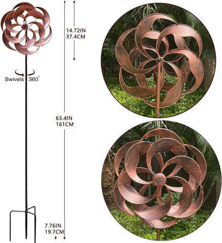 LERFUGI 360 Grad drehbares klassisches Windspiel aus Metall mit Weidenblättern für Terrasse, Rasen, Außenbereich, Hof, Rasen, Garten