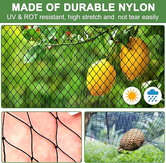 Bird Netting - 50’ x 50’ Poultry Netting with 2.4” Square Mesh for Chicken Coop, Bird Netting for Garden Protection, Heavy Duty Nylon Garden Mesh Netting for Fruit Tree Against Aviary, Deer, Squirrel