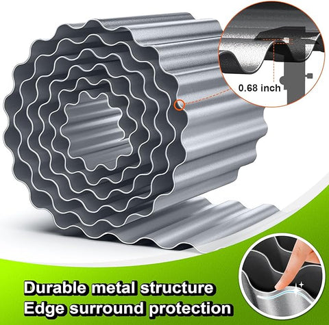 LAVEVE Corrugated Metal Garden Edging - Sturdy Border Perfect for DIY Flower Beds and Landscaping Borders, (10 Inch × 20FT)