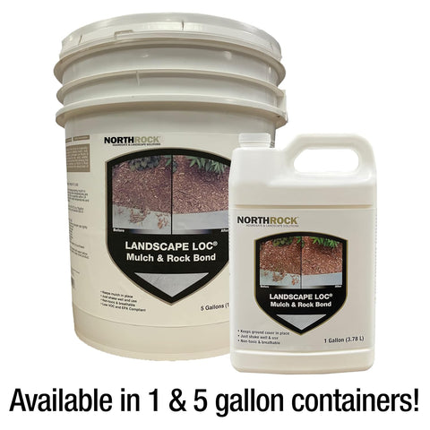 Landscape Loc Mulch & Rock Bond - Landscaping Glue, Locks Mulch, Rock, & Gravel in Place, Ready to Use, No Mixing, Fast-Drying, Strong, Sprayable, Adhesive, Binder, and Stabilizer, (5 Gallon, 1)