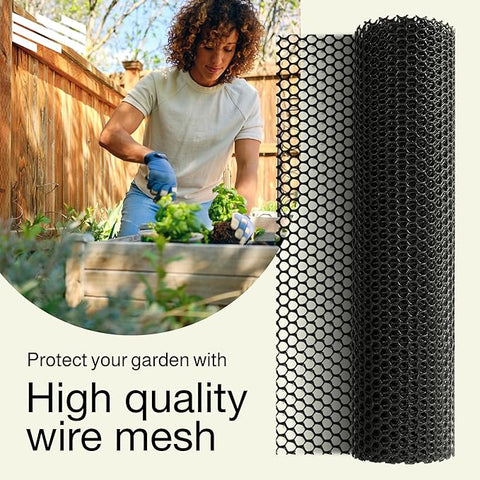 MAPORCH Black Plastic Wire Mesh Fence 15.7IN x 10FT Roll - Ideal for Poultry, Dogs, Rabbit, Snake Barrier & Gardening - Durable Plastic Chicken Wire Mesh - Versatile Plastic Fencing & Netting Solution