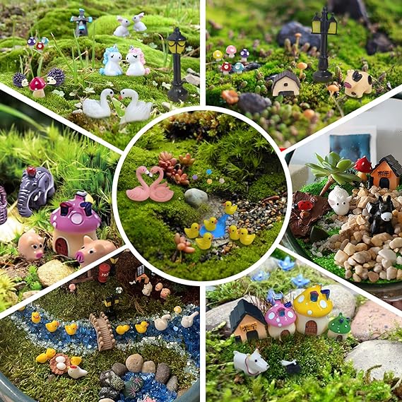 Dracarys Selected 100 Pcs Fairy Garden Accessories, Fairy Garden Kit, Fairy Garden Animals, Miniature Figurines, Micro Landscape Ornaments Kit, Garden DIY Kit, Environmental Resin, Forest Encounters