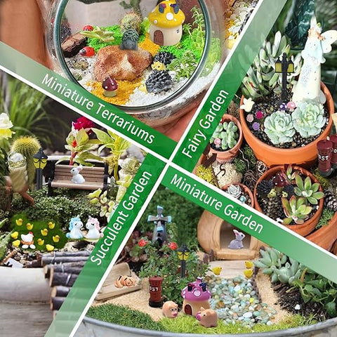 Dracarys Selected 100 Pcs Fairy Garden Accessories, Fairy Garden Kit, Fairy Garden Animals, Miniature Figurines, Micro Landscape Ornaments Kit, Garden DIY Kit, Environmental Resin, Forest Encounters