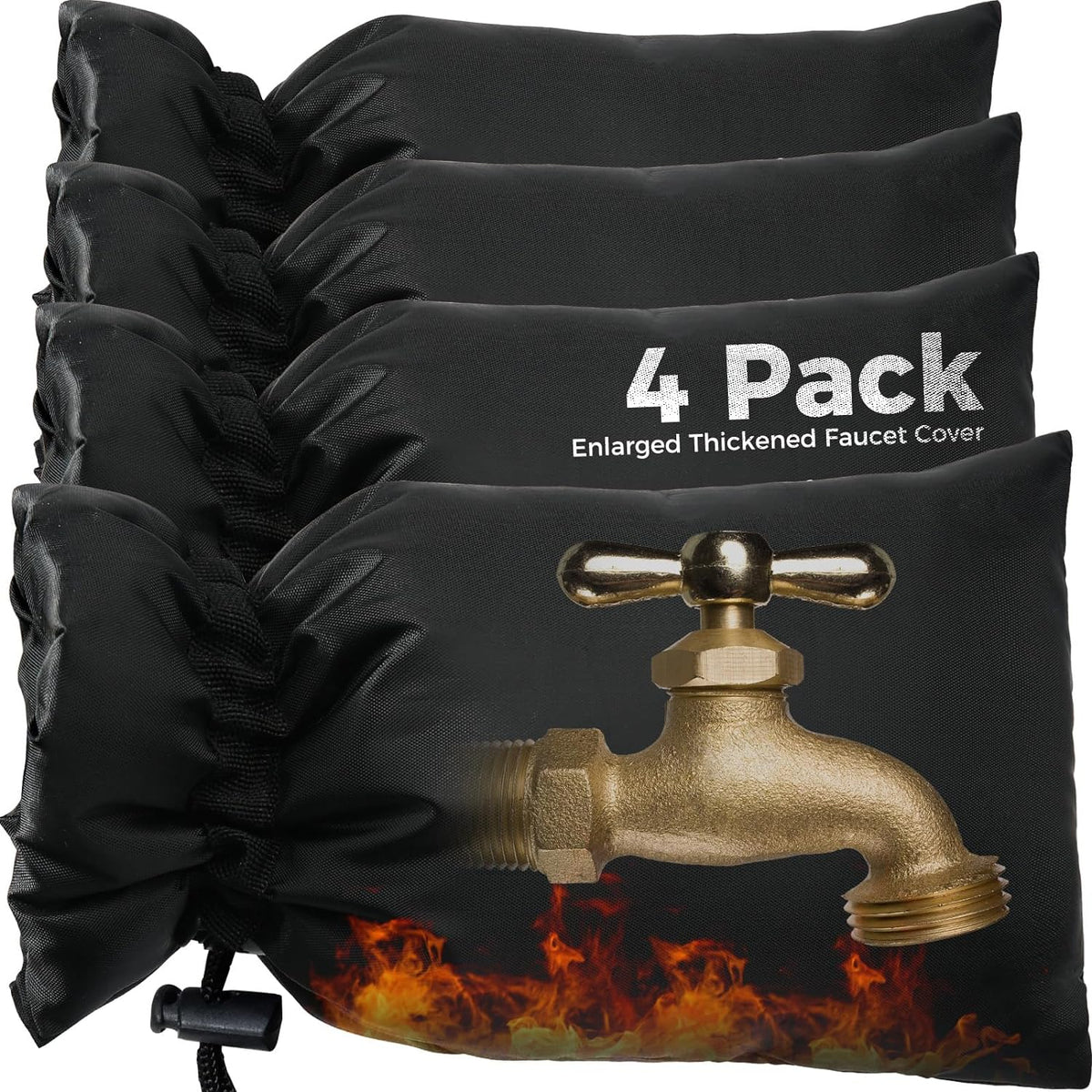 Outdoor Faucet Covers for Winter Freeze Protection, Hose Bib Covers for Winter, Water Spigot Covers Winter Insulated, 4 Pack 6.7" x 11" Pipe Wrap Insulation Cover Socks Outside Faucet Freeze Protector