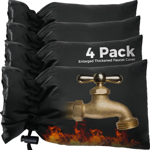 Outdoor Faucet Covers for Winter Freeze Protection, Hose Bib Covers for Winter, Water Spigot Covers Winter Insulated, 4 Pack 6.7" x 11" Pipe Wrap Insulation Cover Socks Outside Faucet Freeze Protector