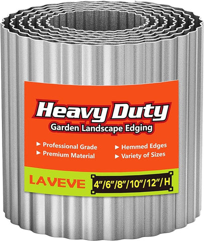 LAVEVE Corrugated Metal Garden Edging - Sturdy Border Perfect for DIY Flower Beds and Landscaping Borders, (10 Inch × 20FT)