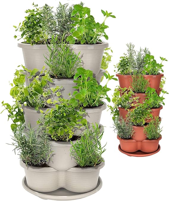 Amazing Creation Stackable Planter, Vertical Oasis Tiered Garden Planter, Grow Vegetables, Herbs, and Succulents with Ease