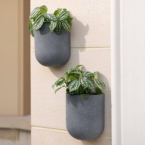 LA Jolie Muse Wall Hanging Planter, Wall Plant Pot for Indoor Plant, Wall Decor, Set of 2, 6 Inch, Weathered Gray