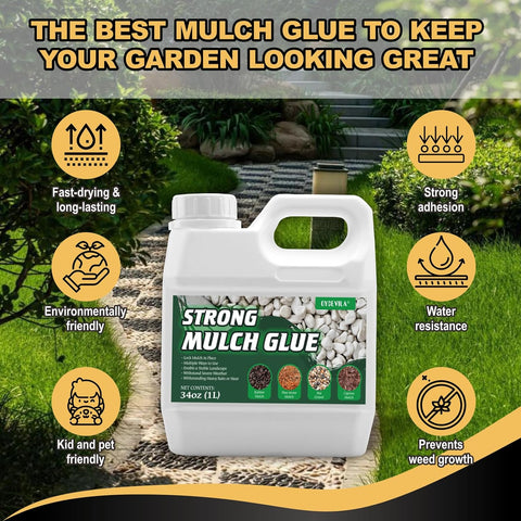 34oz Strong Concentrate Mulch Glue, Gravel Binder Mulch Glue, Non-Toxic Mulch Glue, Mulch Landscape Lock Adhesive Pea Gravel Stabilizer, Mulch Rock Glue for Landscaping Pea Gravel & Bark