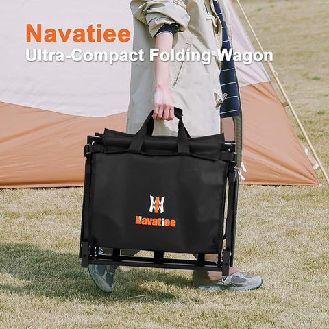 Navatiee Wagenwagen, robust, faltbar, zusammenklappbarer Wagen mit kleinstem Faltdesign, Mehrzweck-Einkaufswagen für Camping, Einkaufen, Sport 