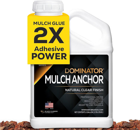 DOMINATOR Mulch Anchor 1 Gallon - Mulch Glue and Pea Gravel Stabilizer, Ready to Use Spray, Lasts up to 2 Years, Fast-Dry, Non-Toxic, Strong Mulch Glue for Landscapes