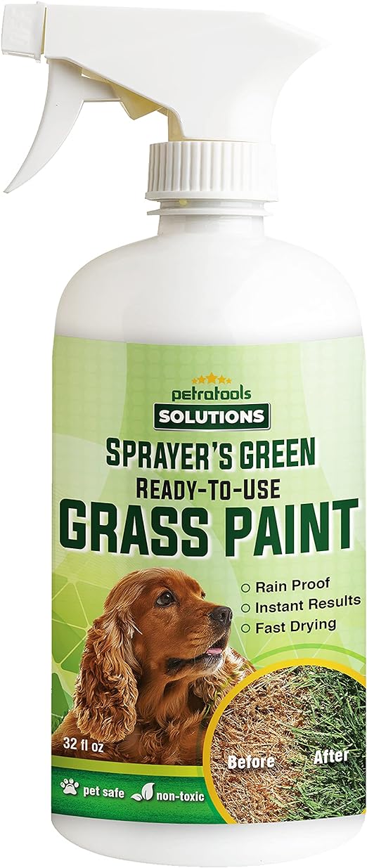 PetraTools Green Grass Paint for Lawn, Ready-to-Use Green Grass Lawn Spray & Dog Spot Repair, Lawn Paint, Spray on Grass, Green Lawn Spray, Green Grass Spray Paint for Lawn Yellow & Urine (32Oz)